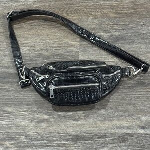 Urban Outfitters Black Croc-Embossed Belt Bag